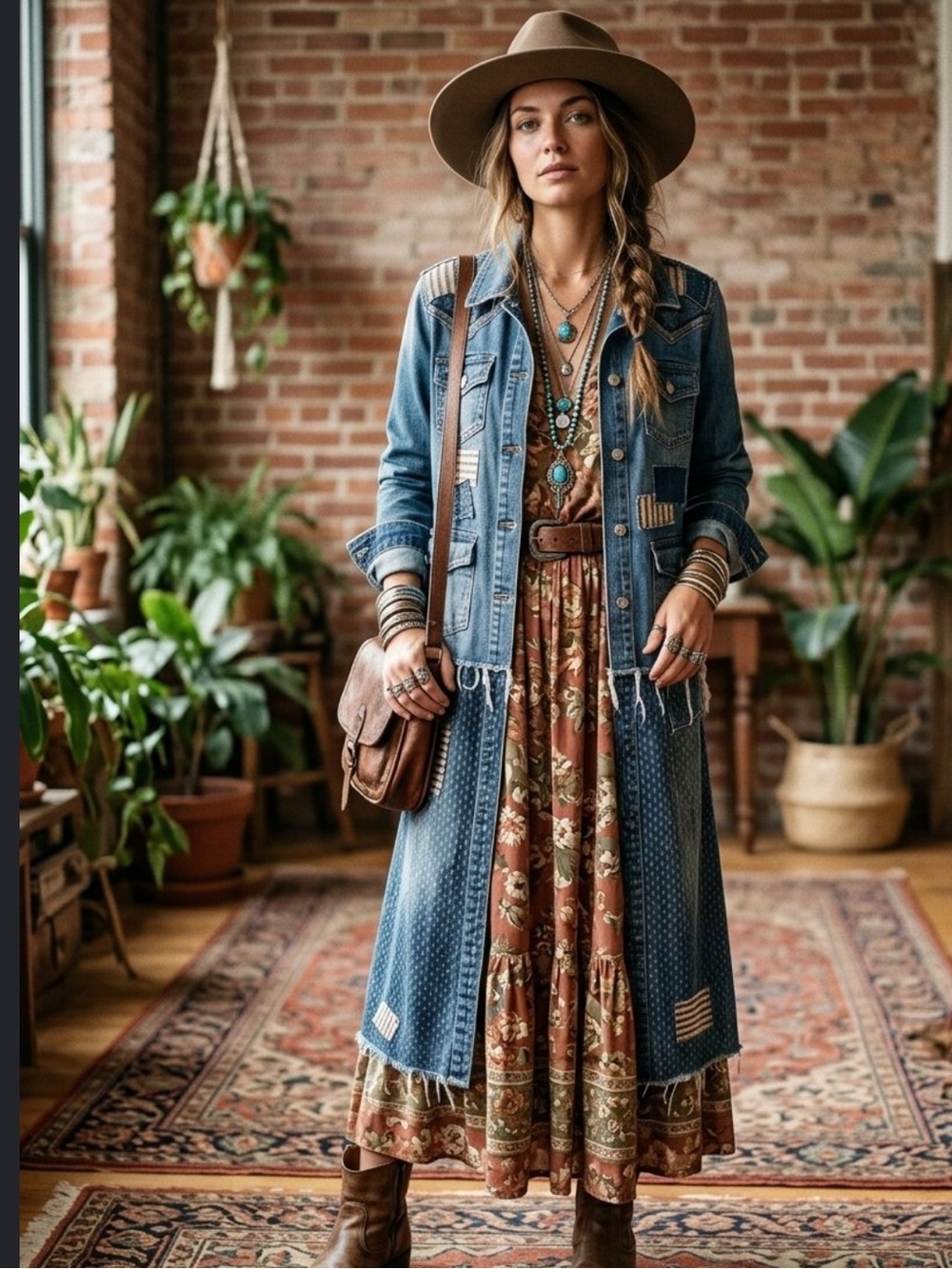 Upcycled patched fringed and frayed denim duster jean jacket - Picture 4 of 14